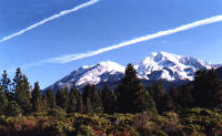 Chemtrails over a morning Mt. Shasta